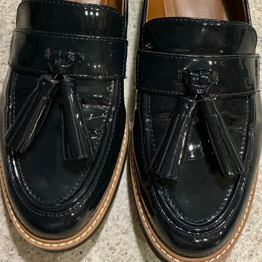 Franco Sarto Deep Navy Slip On Preppy Loafer Lug Platform Casual Career SZ 7W - Picture 13 of 14